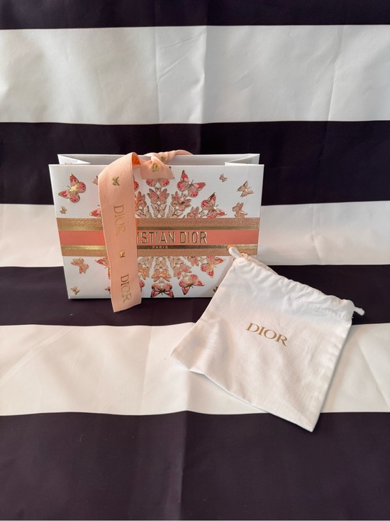 Dior Handbags - Dior White and Gold Branded Drawstring Pouch